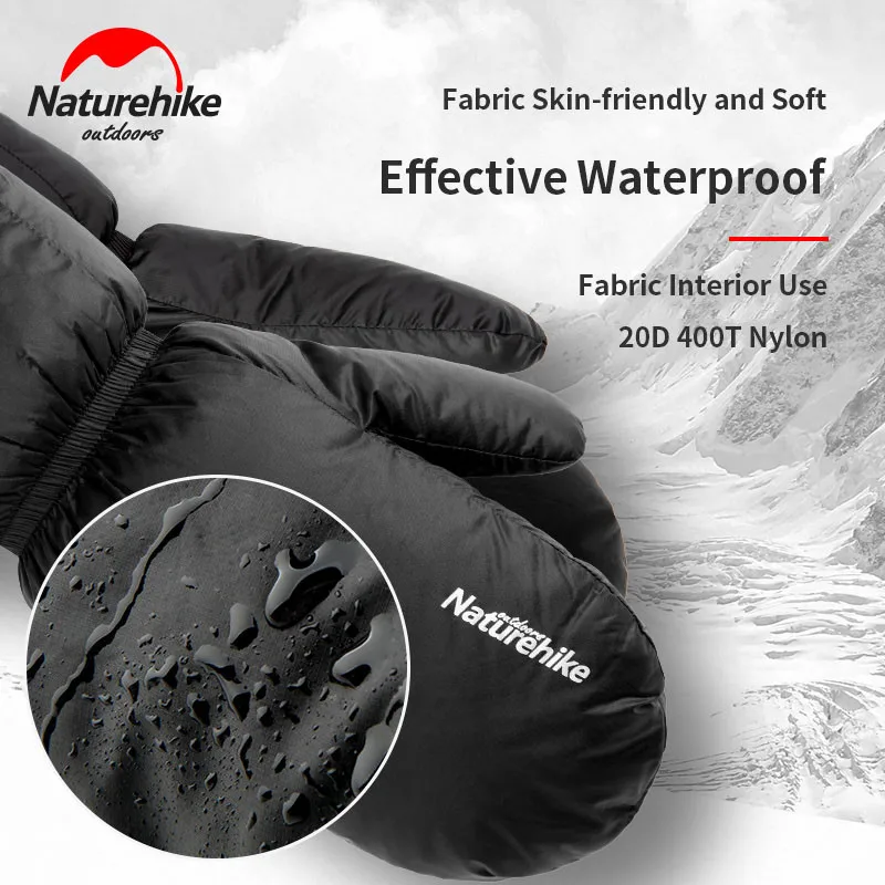 Naturehike перчатки с гусиным пухом унисекс 50 г сверхлегкие зимние теплые