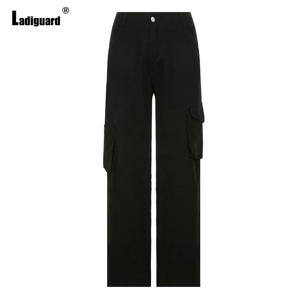 Ladiguard Women Cargo Jeans Demin Pants Girls Streetwear Straight Leg Jeans Loose Trouser Harajuku 2022 Spring New Fashion Pants