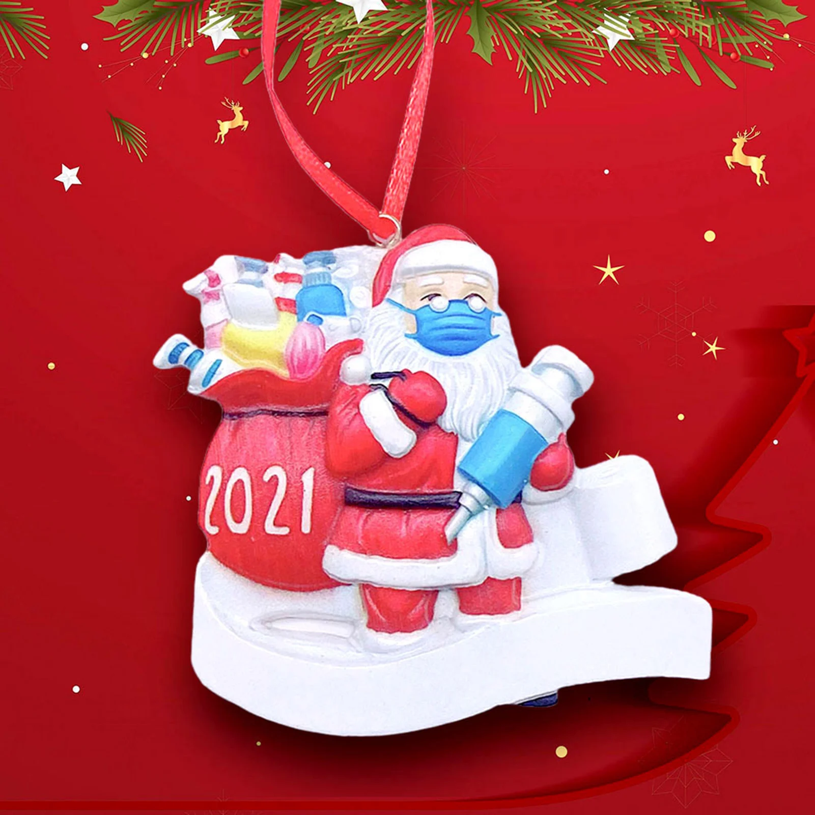 

2021 Christmas Resin Pendant Decoration DIY Personalized Resin Santa Claus Xmas Tree Hanging Quarantine 2022 Ornament Feasible