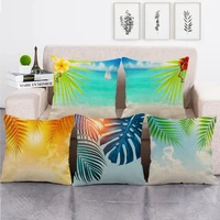 palm tree leaf pillowcase monstera plant linen pillow cover summer home decoration cushion cover throw pillow covers 18x18