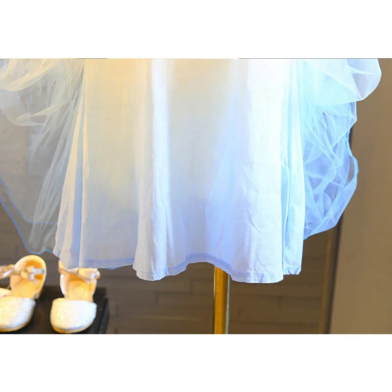 

Girls Summer Gradient Color Sleeveless Dress Baby Star Fantasy Net Yarn Knee Length Skirt Children Birthday Party Princess Wear