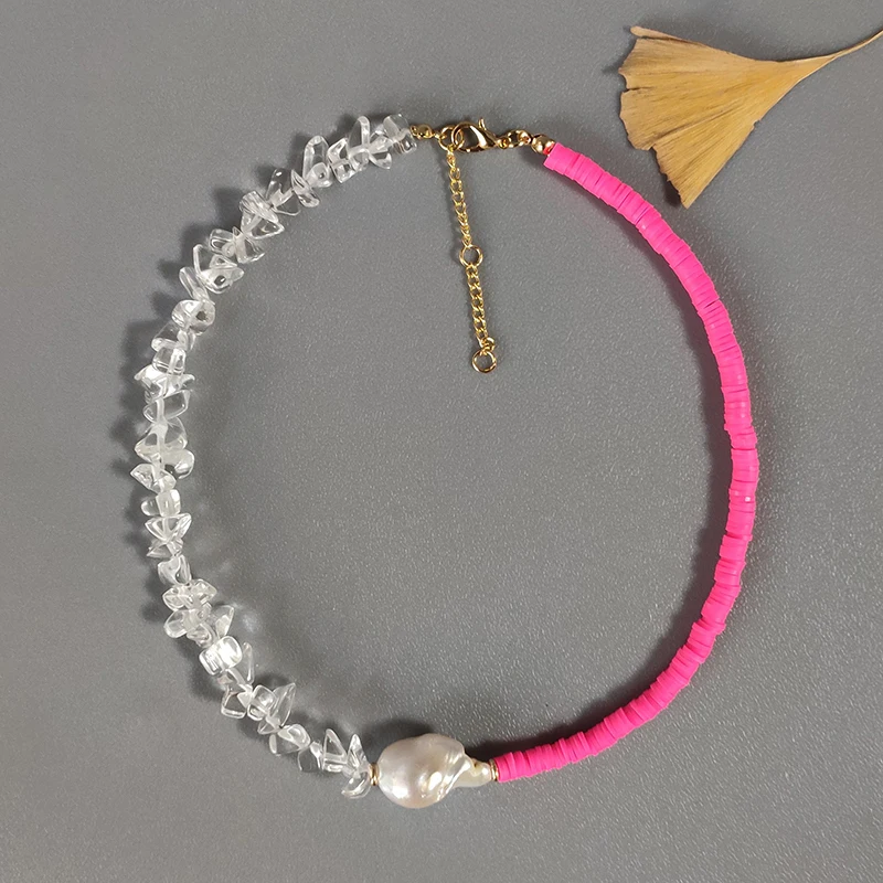 

Модное художественное дизайнерское сшитое ожерелье с натуральным жемчугом в стиле барокко, женское очаровательное ювелирное изделие высо...