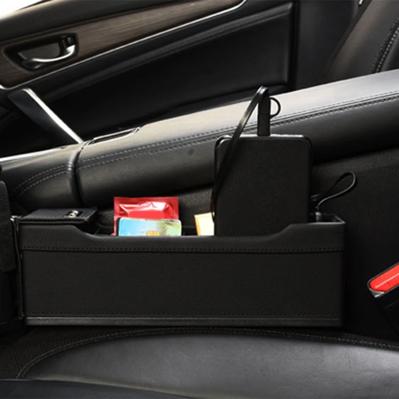 Цена С USB автомобильное сиденье боковой карман органайзер между сиденьями автокресло пространство наполнитель для хранения монет коллектор дер...