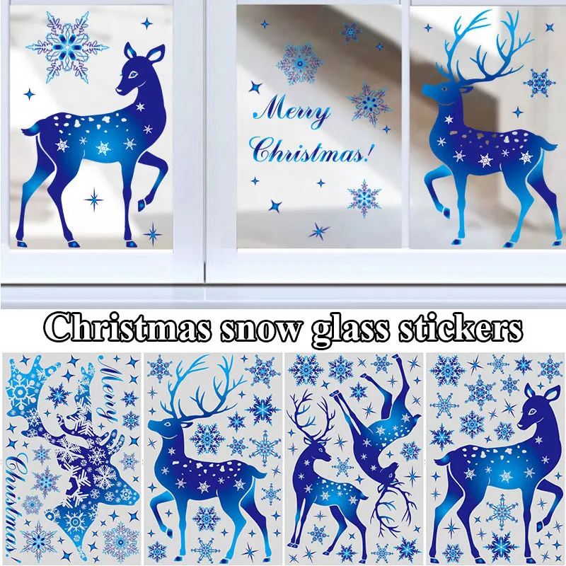 

Elk Stickers Snowflake Stickers Fashionable Christmas Decorations Stickers Christmas Style Decorative Glass Stickers Home Decor