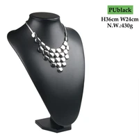 high level model show exhibitor 6 options pu black leather jewelry display woman necklaces pendants mannequin jewelry stand