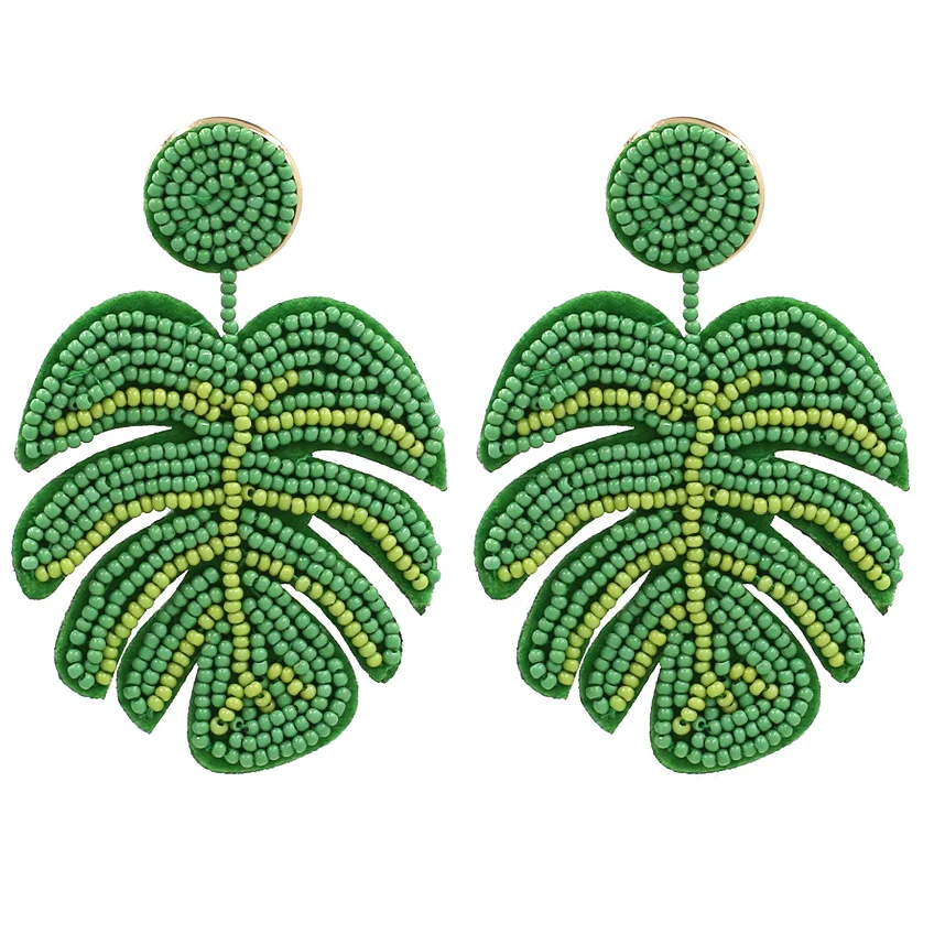 

Creative Hand-woven Beaded Leaf Earrings for Woman Party Jewelry