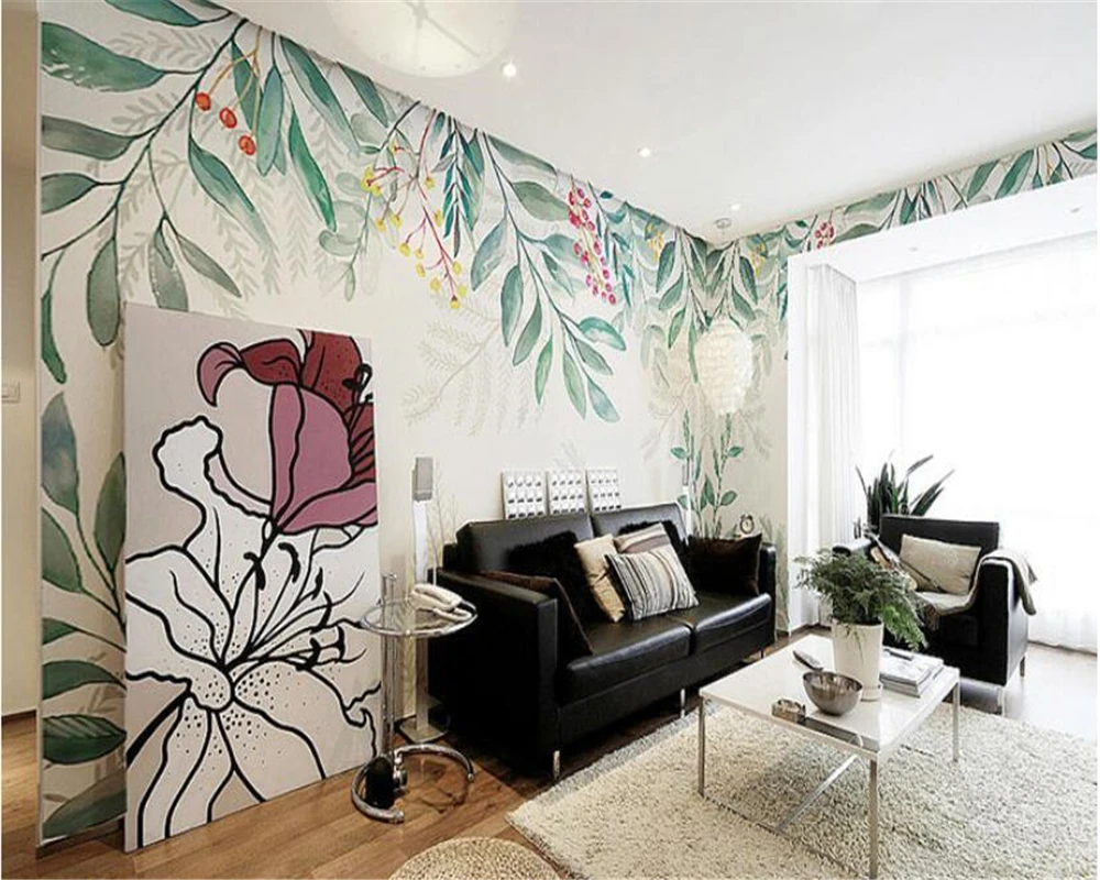 Beibehang пользовательские скандинавские Настенные обои ручной росписи растений для