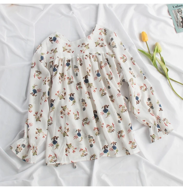 Blusas femininas de verao, женские блузки, женские осенние, весенние, испанский стиль, шикарные, Ретро стиль, с длинным рукавом, с принтом, Рубашки, Топы