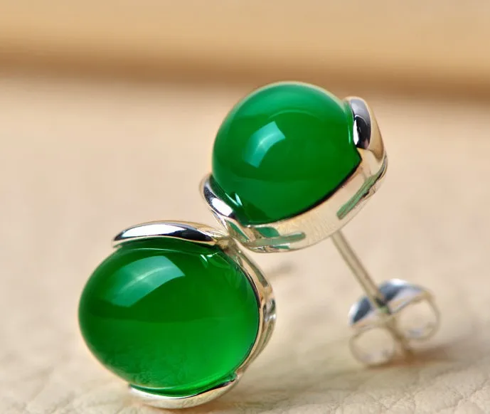 YANHUI 100% 925 стерлингового серебра изумруды серьги гвоздики для женщин серебро