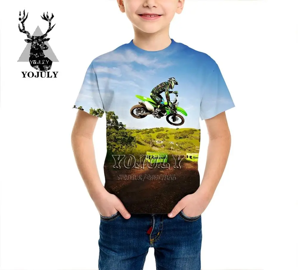 YOJULY/крутая мотоциклетная футболка с 3d принтом для мальчиков и девочек-подростков детская футболка в стиле хип-хоп с короткими рукавами, топы, детская одежда, уличная одежда, A429 - Цвет: 15