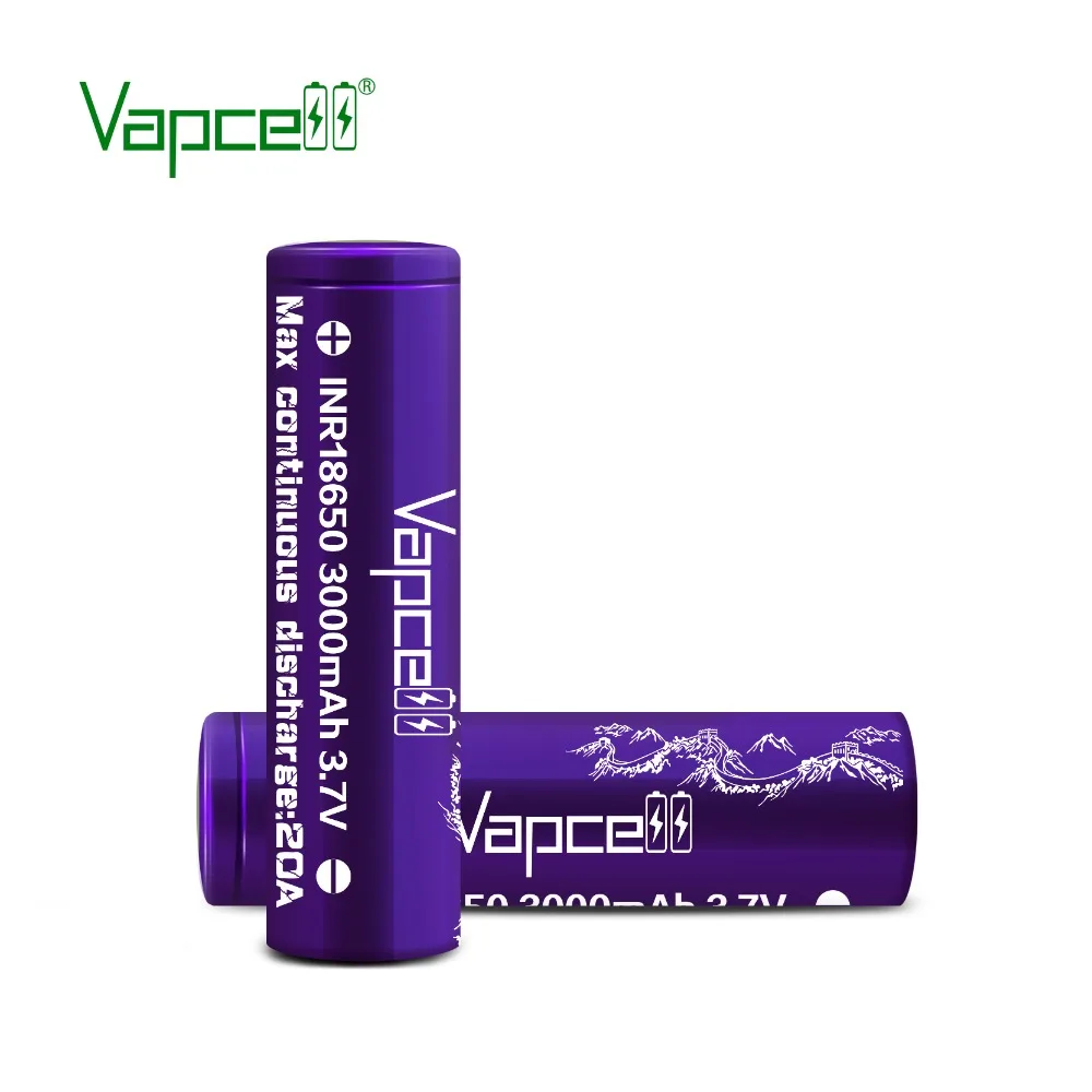 Vapcell 18650 3000mah 20A 3,7 v литий-ионная аккумуляторная батарея длинный спасательный фонарь/электроинструмент