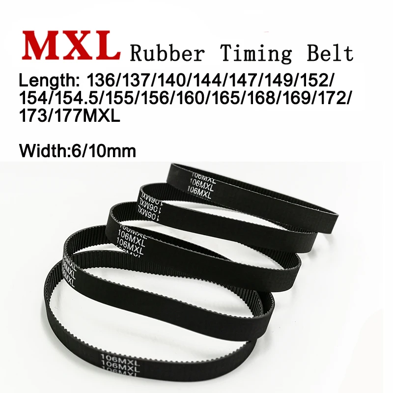 

5piece MXL Rubber Timing Belt 136/137/140/144/147/160/165/168/169/172/173/177MXL Trapezoidal Small Tooth Synchronous Drive Belts