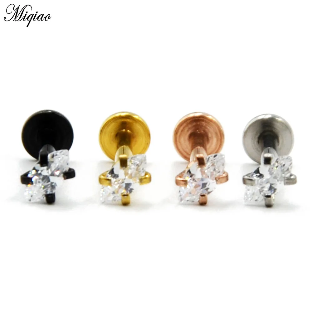 

Miqiao 2pc Stainless Steel Lip Nails Internal Threaded Ear Bone Nails Electroplated Straight Rod T Internal Tooth Earrings