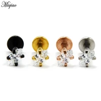 miqiao 2pc stainless steel lip nails internal threaded ear bone nails electroplated straight rod t internal tooth earrings