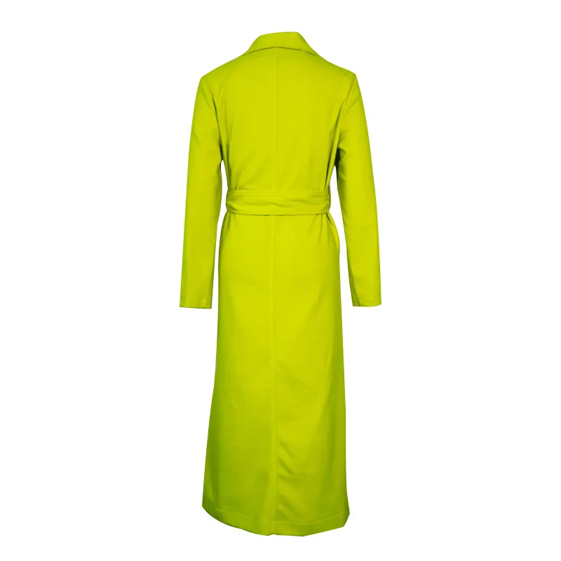 

Women Elegant Autumn Winter Turn-Down Collar Woolen Bandage Long Sleeve Coat Dress Slim Solid Long Cardigan Jacket Suit Dress