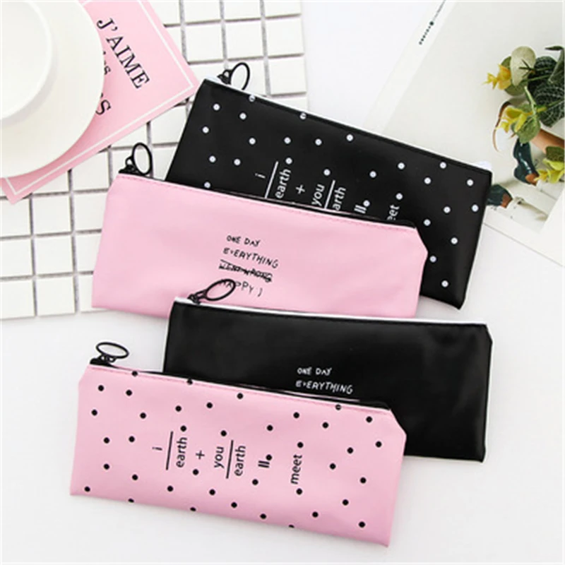 

DL Korea creative canvas simple pencil pencil box of large capacity storage Makeup Bag Purse student supplies