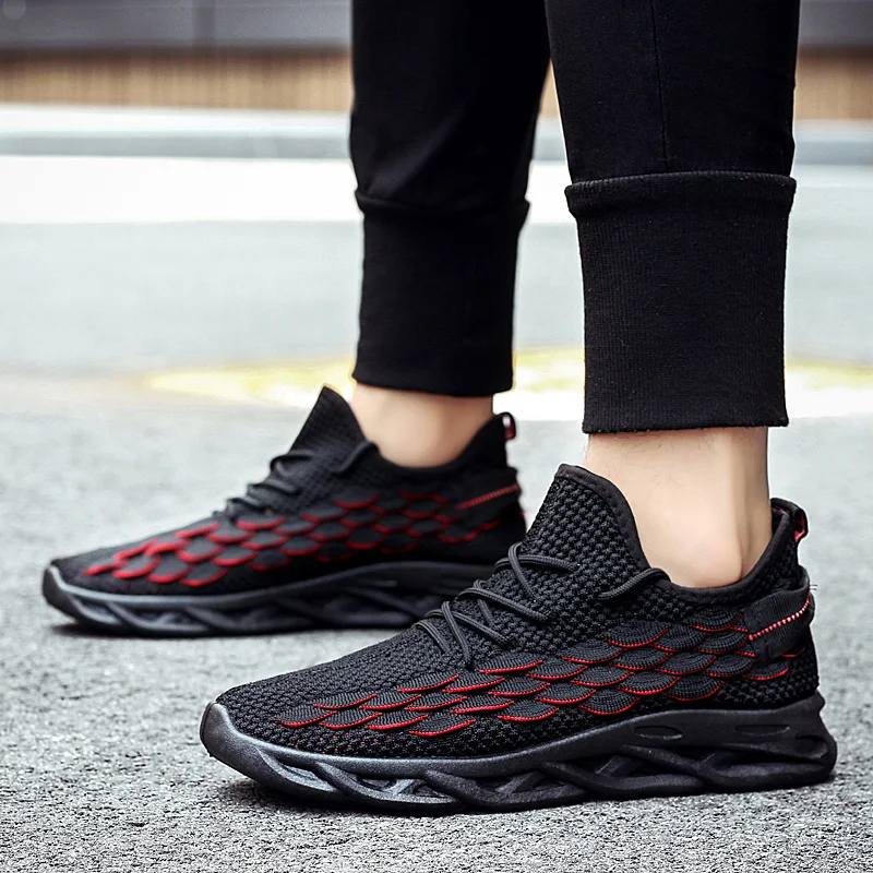 

Flying Woven Fish Scales Shoes Men Thick Bottom Comfortable Breathable Men's Sneakers Mans Footwear Zapatillas Hombre Ayakkabi