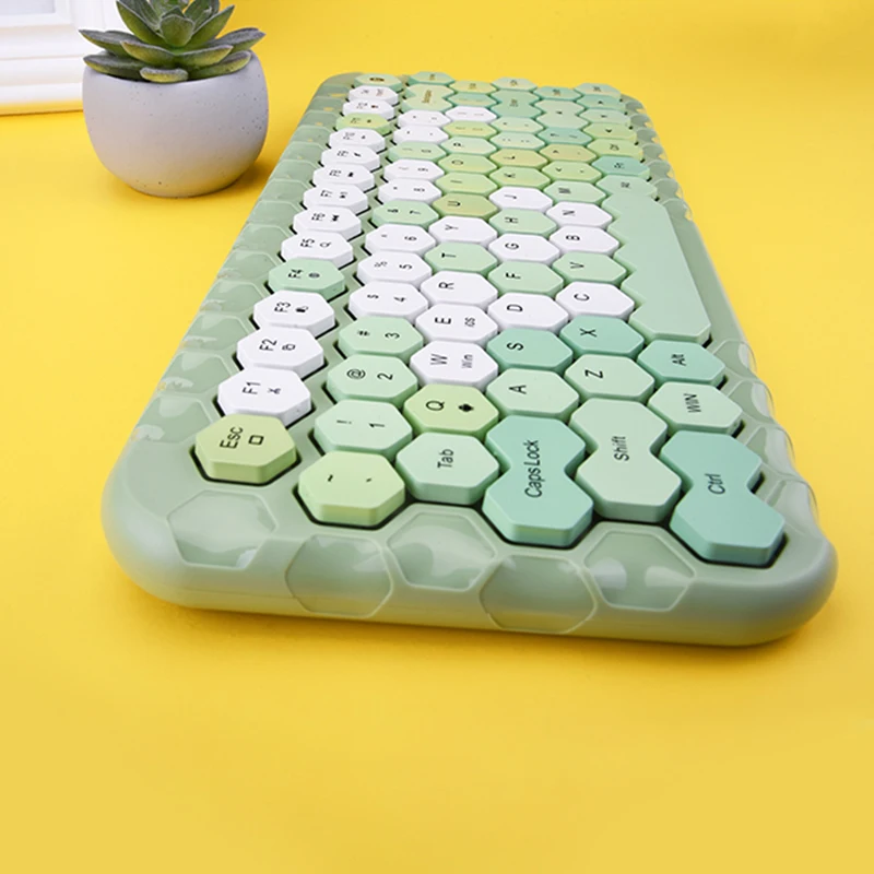 wireless bluetooth keyboard hexagon keycap mixed colors keyboards for macbook pc laptop ipad tablet computer andorid phone free global shipping