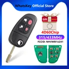 Выкидной ключ с 4 кнопками WhatsKey 315433 МГц 4D60, чип-ключ для Jaguar X-Type S-Type 1999-2009 XF XJ XE XJR FO21 Blade NHVWB1U241
