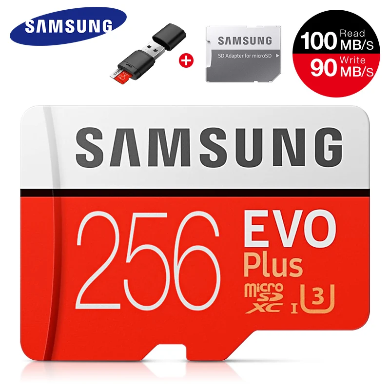 

Samsung 64GB 128GB 256GB EVO Plus microSDXC Memory Card Class 10 Microsd TF Card U3 100MB/s SD Adapter For Camera Fast shipping
