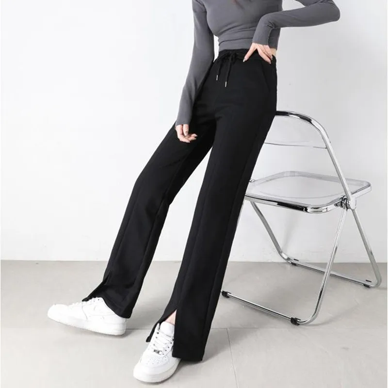 

Wide leg pants women's 2021 spring and autumn new elastic waist high waist loose thin pants