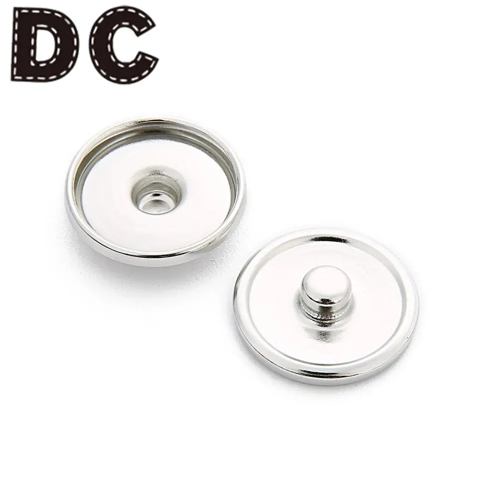 

DC 20pcs/lot Copper Rhodium Blank Tray Buttons Fit 10mm Round Cabochon Cameo Settings DIY Buttons Jewelry Making Finding