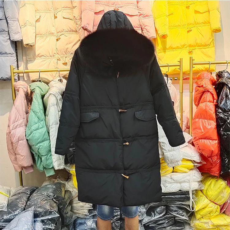 Высококачественное Женское пальто на утином пуху 2021 с капюшоном из лисьего меха
