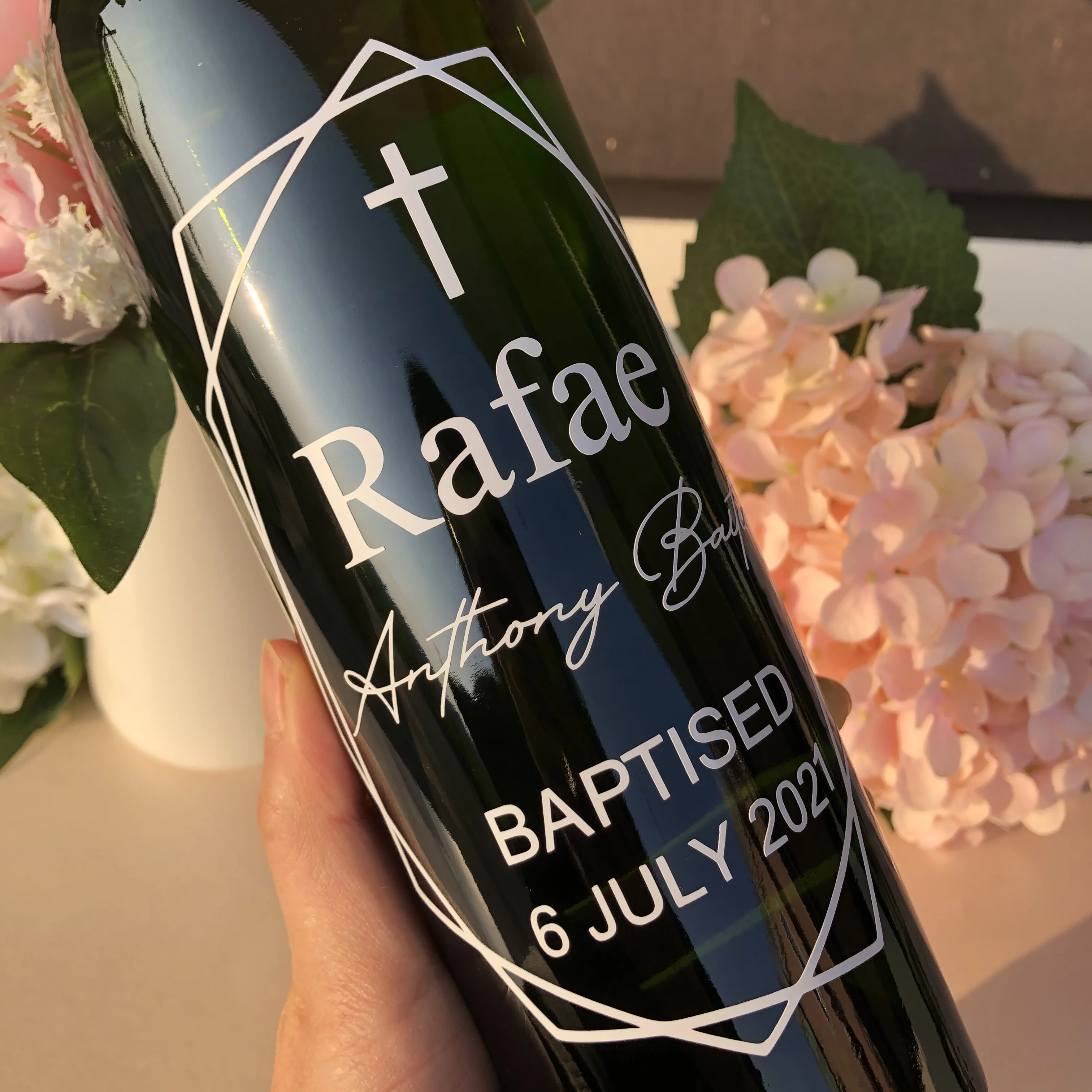 1 Пользовательские свечи для крещения стеклянные виниловые наклейки