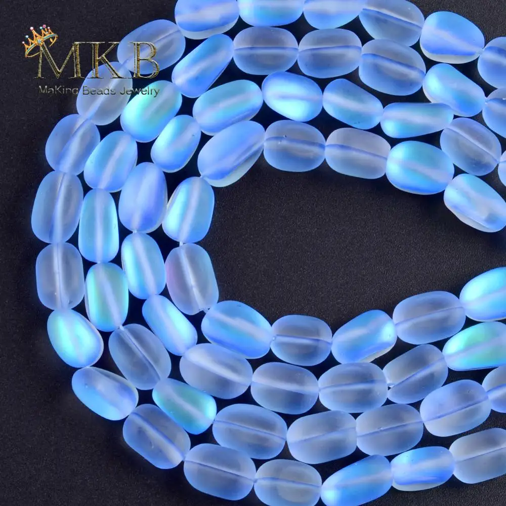 Блестящие глянцевые матовые синие Бусины из лунного камня для изготовления