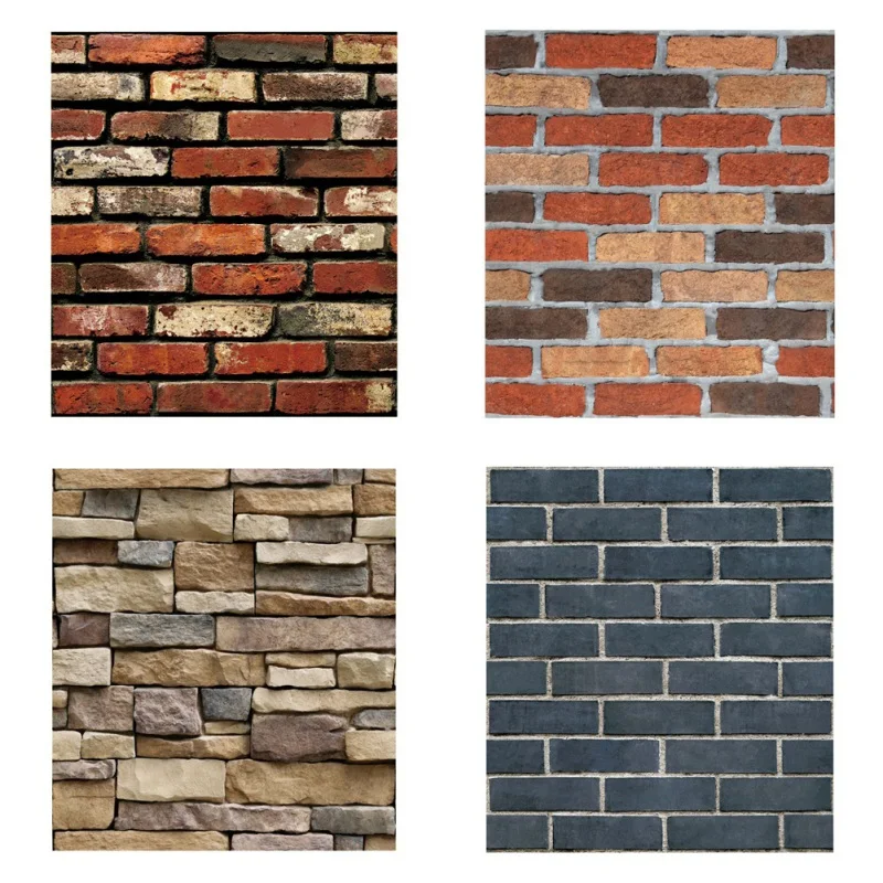 

Faux Brick Printed Wallpaper Red Brown Brick Wallpaper Self-Adhesive Wallpaper DIY Removable Waterproof Paper Stickers