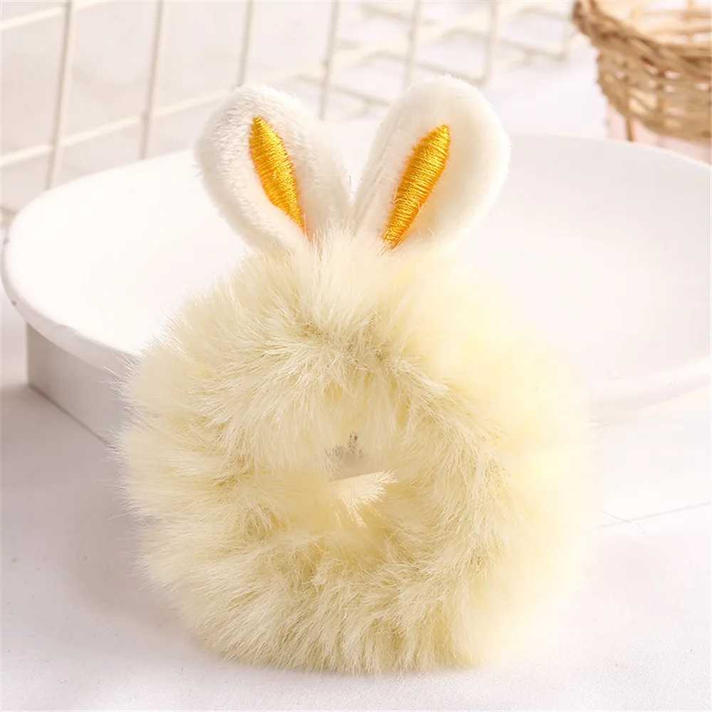 

Cute Sweet Imitation Rabbit Fur Rabbit Ears Elastic Hair Bands Girls Women Fluffy Hair Rings Candy Color Plush Hair Accessories