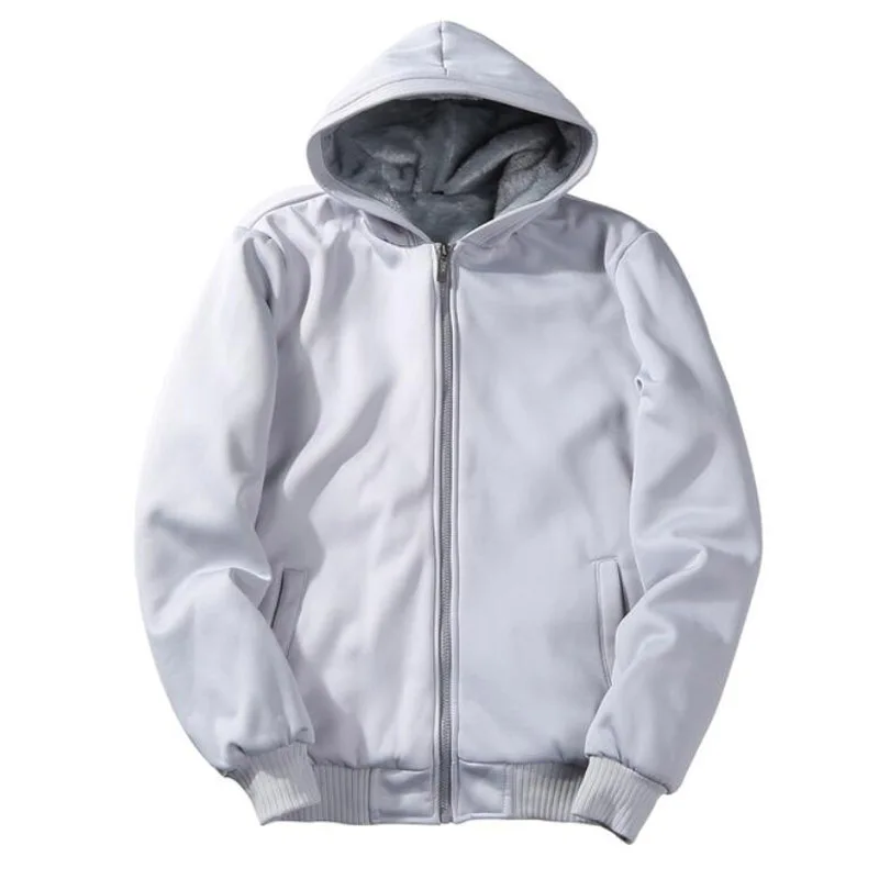 Мужские флисовые толстовки черные с капюшоном плотное зимнее теплое серое