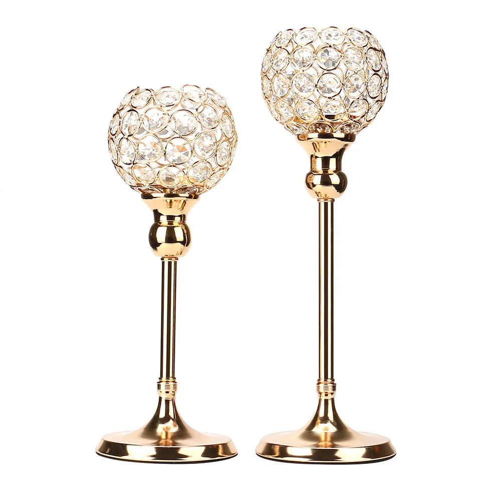 Crystal Tealight Candle Holders Metal Glass Candlesticks Stand Wedding Table Centerpieces Party Holiday Home Decoration F807 | Дом и сад