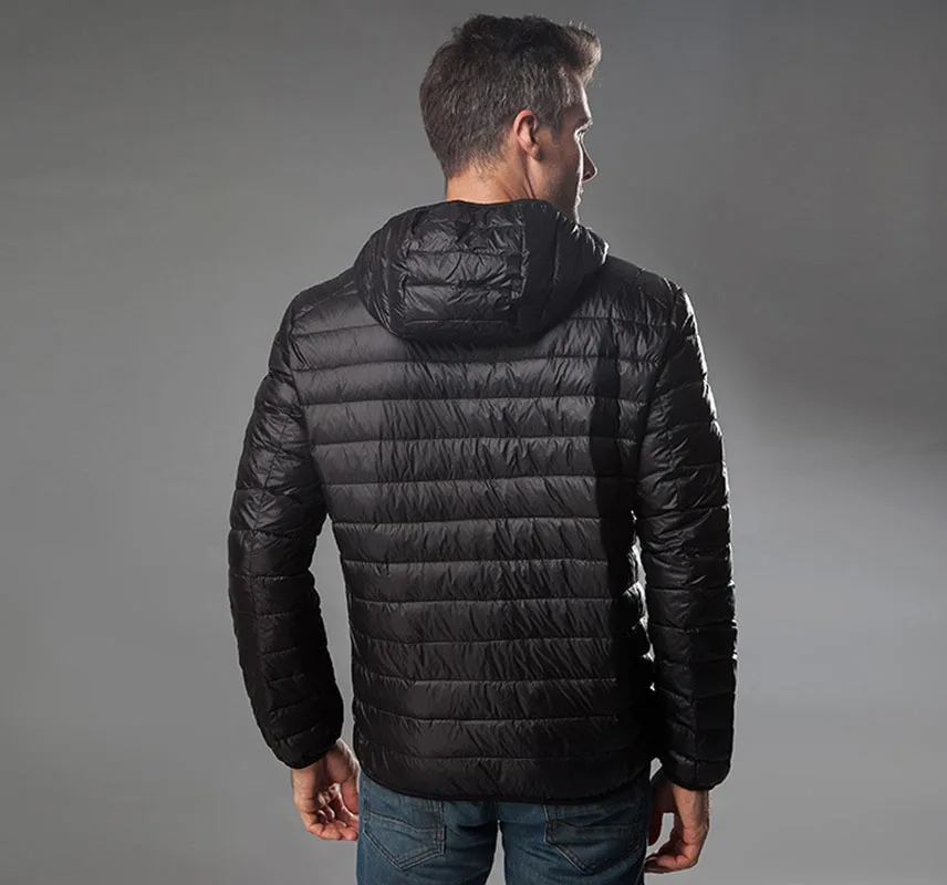 Men's Hooded Jackets Light Thin Warm Duck Down Filler Autumn Winter Male Loose Coats Plus Size 4XL 5XL 6XL for Weight:50-145kg