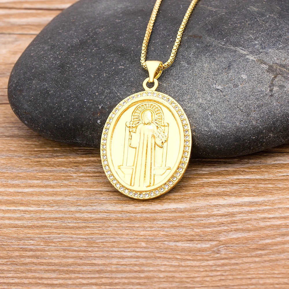 

New Charm Colar Copper Zircon Pendant Necklace for Mother Gifts Virgin Mary Necklace Our Lady of Guadalupe Religious Jewelry