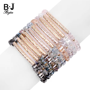 Модные ограненные Кристальные бусины BOJIU, индивидуальные браслеты для женщин, регулируемый Золотой медный браслет, ювелирные изделия, оптовая продажа BC341