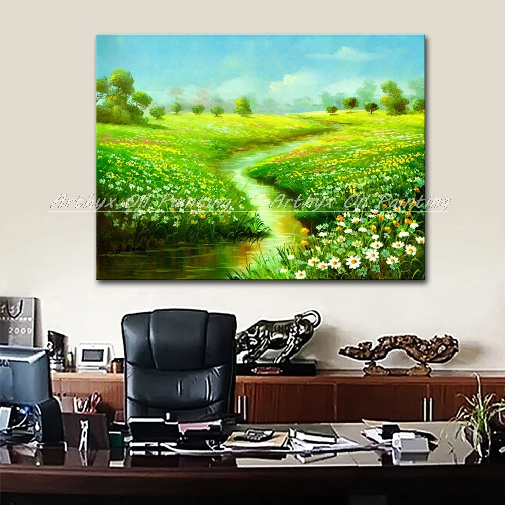 Arthyx большой размер ручная роспись современные цветы пейзаж картина маслом на