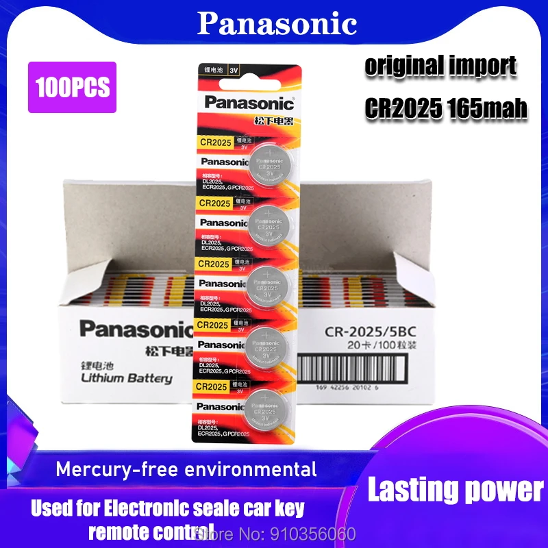 100 шт. оригинальный PANASONIC 3V CR2025 Кнопка монета литиевая батарея для цифровой камеры