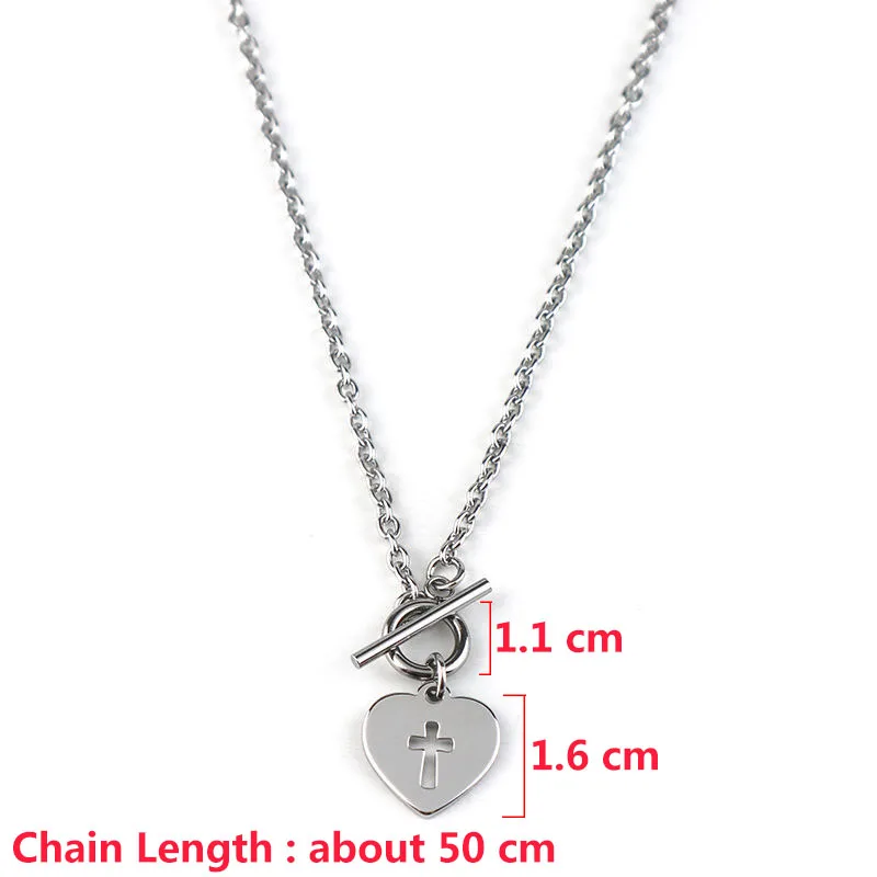 

Hollow Cross Love Heart Pendant Necklace for Women Silver Color Chain Necklace Pendant Small Love Heart Charm Jewelry Gifts