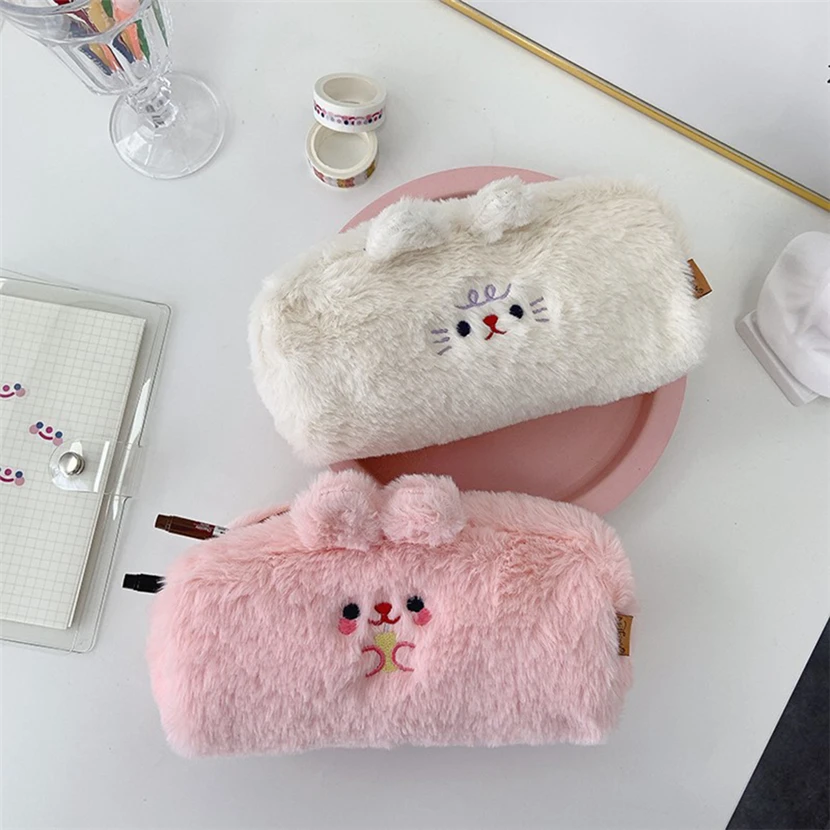 Чехол для карандашей милый чехол Kawaii плюшевый материал большой емкости escolar estojo Bear сумка школьных