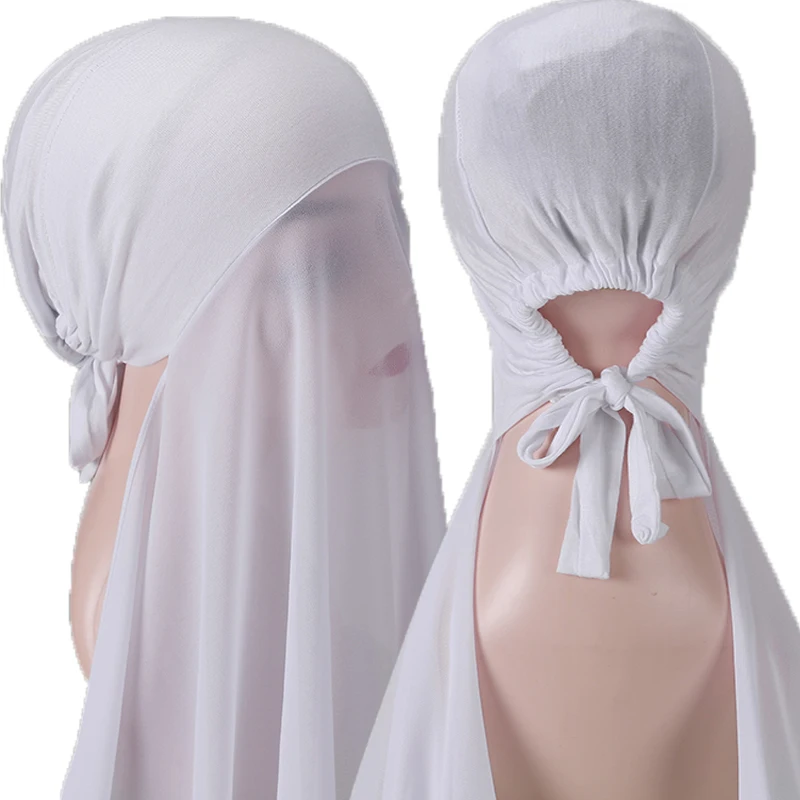 2021 осень мусульманская мода женская шапка шифоновая шаль исламский шарф с