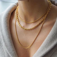 necklace ins retro necklace layered wear street trend twist chain 5mm3mm titanium steel sweater chain women jewelry set