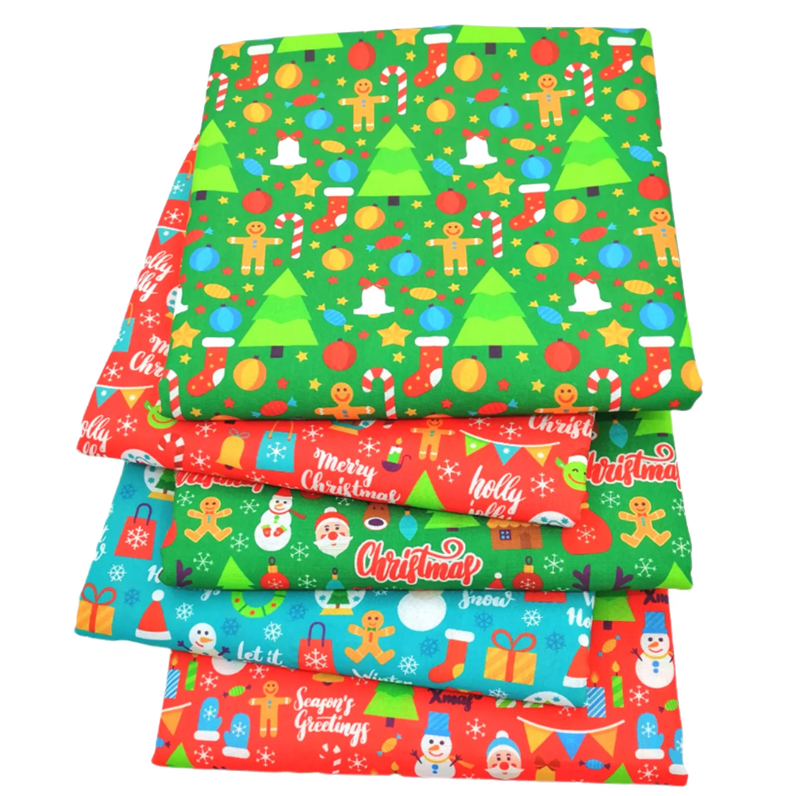 

5pcs Cotton Fabric Christmas Printing Pattern Cloth Sewing Quilting Fabrics For Christmas Handmade Patchwork DIY Accessories