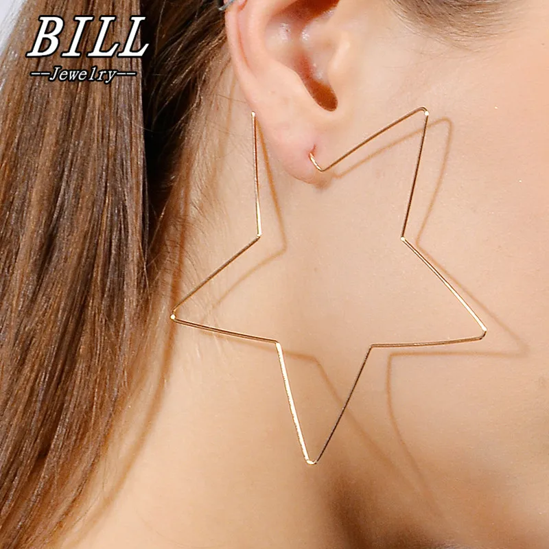 Большие серьги-кольца с полым сердечком для женщин Клипсы из металла в стиле панк