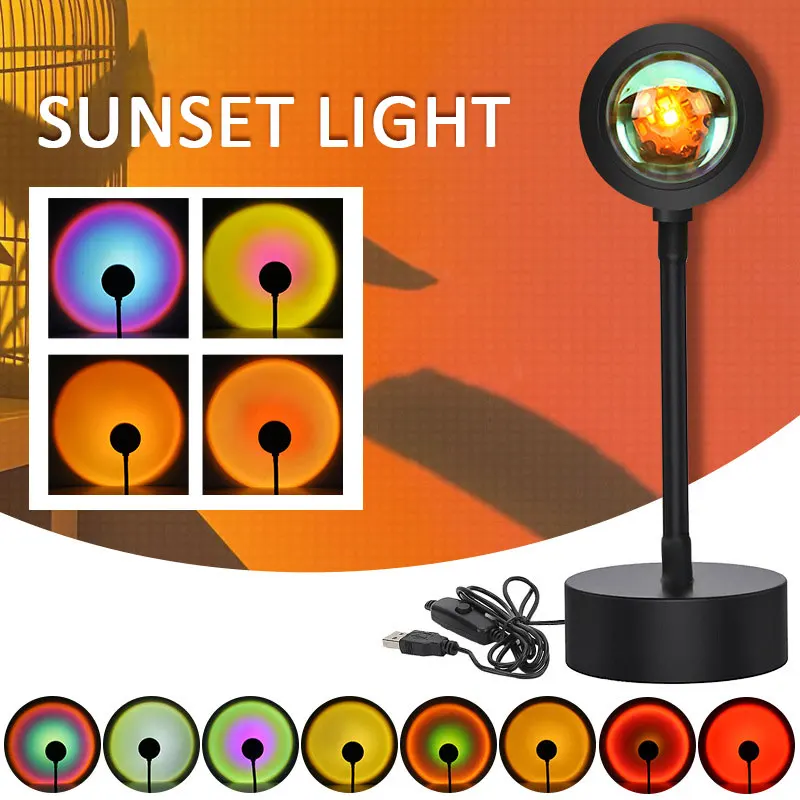 Светильник С закатом Радужный красный проектор ночник проекционный Настольный