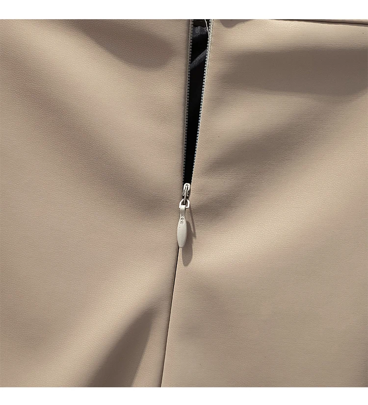 Eleganr Korean Y2K Pu Leather Retro Slim Fit High Waist Skirt for Women Short Autumn Winter Lace Patchwork Skirts Plus Size 4XL | Женская