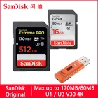 Карта памяти SanDisk Extreme ProUltra SD, 128 ГБ, 64 ГБ, 32 ГБ, 512 ГБ, 256 ГБ, 16 ГБ, SD, 128 ГБ, карта флэш-памяти SD, U1U3, 4K, V30 карты SDXC, SDHC