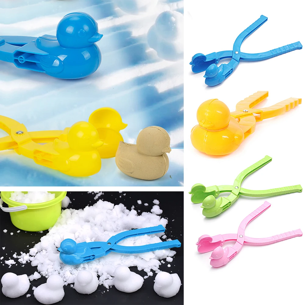 

Duck-shaped Snowball Maker Clip Winter Plastic Snowman Clip Kids Outdoor Sand Snow Ball Mold Toys Fight Toy for Children Random