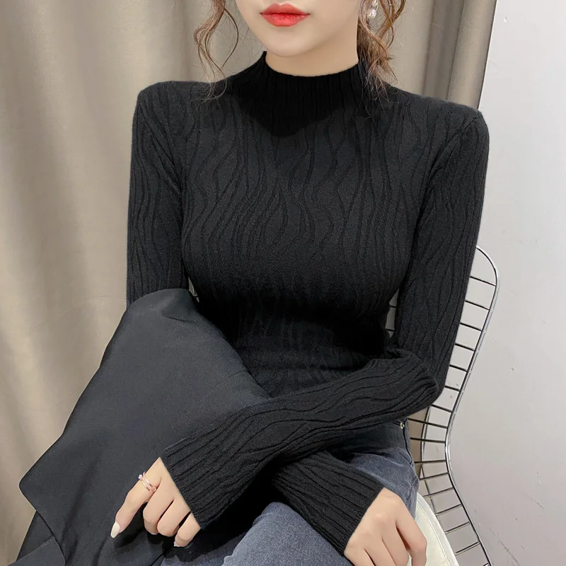 

Women's half turtleneck sweater bottomed shirt with autumn and winter clothing