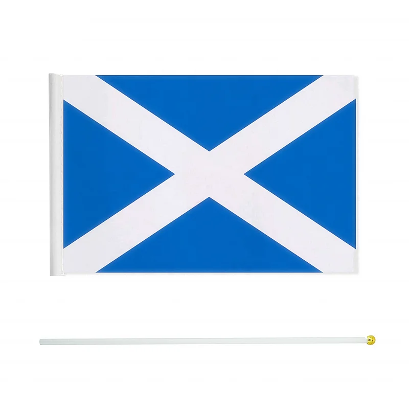 ZXZ 100шт. Шотландский флажок размером 14*21 см из полиэстера с двусторонней печатью и пластиковым флажкодержателем.